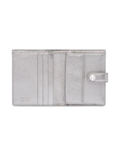 Shop Miu Miu Crystal Detail Wallet - Silver