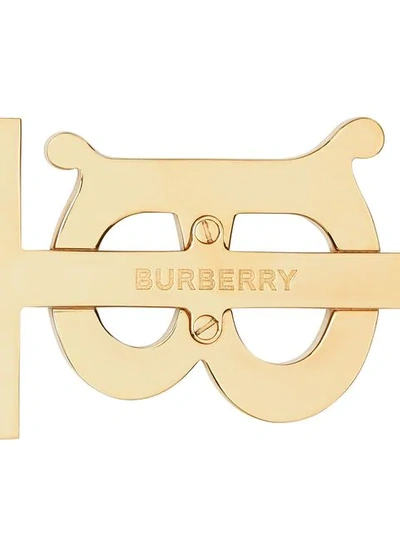 BURBERRY 经典LOGO标志吊饰镀钯金钥匙圈 - 黑色