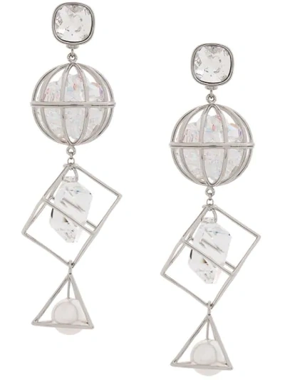 Shop Atelier Swarovski Nostalgia Triple Drop Earrings By Mary Katrantzou In Silver