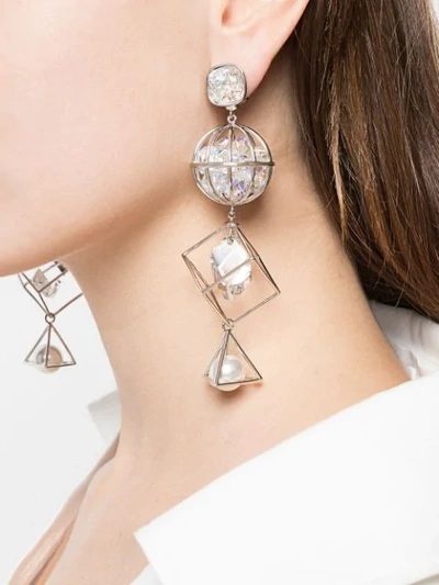 Shop Atelier Swarovski Nostalgia Triple Drop Earrings By Mary Katrantzou In Silver