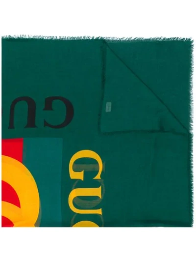 Shop Gucci Logo Shawl In Green
