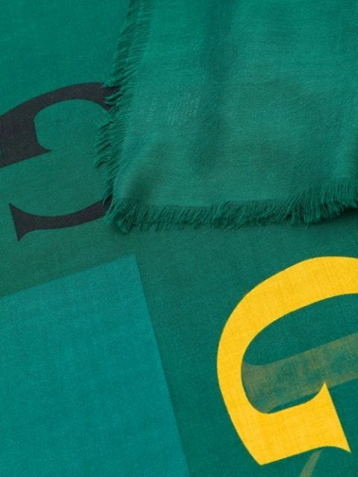 Shop Gucci Logo Shawl In Green