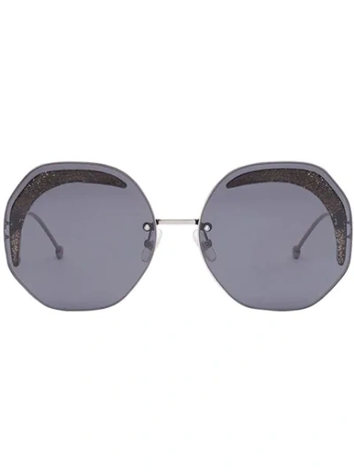 Shop Fendi Octagonal Frame Sunglasses In F16vg-ruth.+grey Glitter