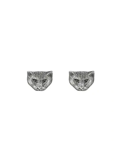 Shop Gucci Garden Silver Cat Earrings