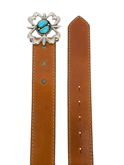 Shop Alanui Embellished Buckle Belt In Brown