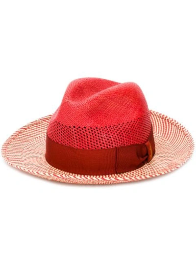 Shop Borsalino Striped Straw Hat - Neutrals