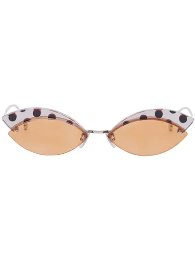 Shop Fendi Defender Cat Eye Sunglasses In F0y74-orange +palladium