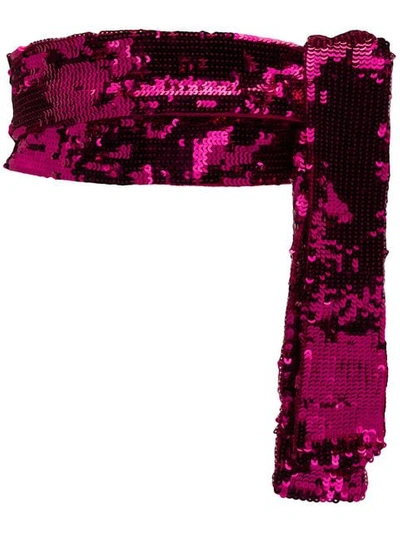 Shop Attico Embellished Waist Belt In Pink