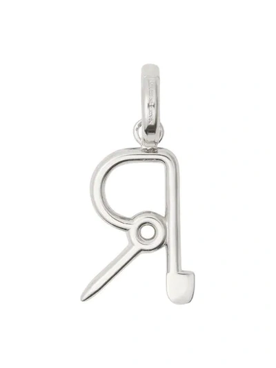 Shop Burberry Kilt Pin ‘r' Alphabet Charm In Silver