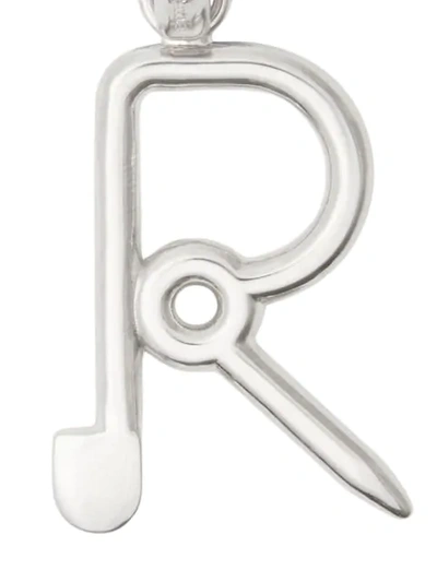 Shop Burberry Kilt Pin ‘r' Alphabet Charm In Silver