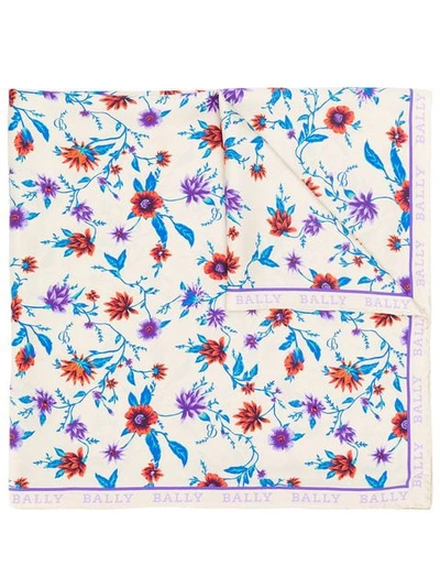 Shop Bally Floral Pattern Scarf In Stone