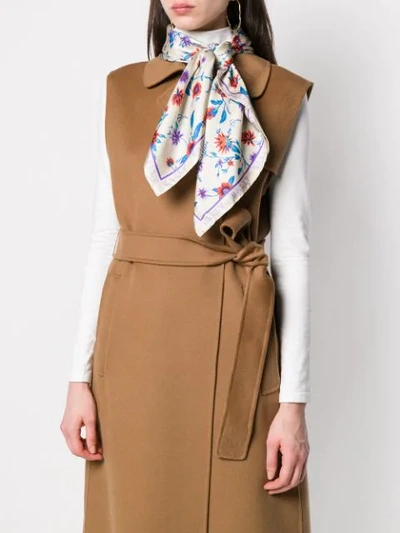Shop Bally Floral Pattern Scarf In Stone