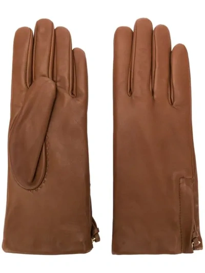 Shop Filippa K Filippa-k Side Zipped Gloves - Brown