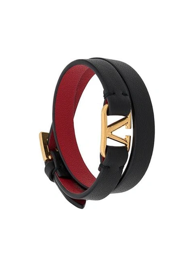 Shop Valentino Vlogo Bracelet In Black