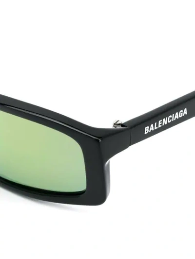 Shop Balenciaga Mirrored Rectangular-frame Sunglasses In Black