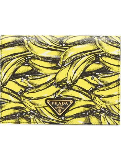 Shop Prada Saffiano Leather Passport Holder In Yellow