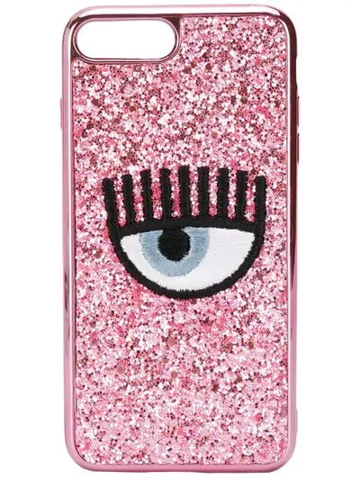 Shop Chiara Ferragni Embroidered Eye Case - Pink