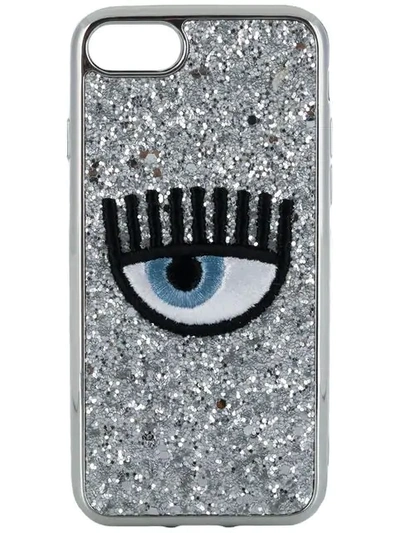 Shop Chiara Ferragni Flirting Iphone 7/8 Plus Case In Silver