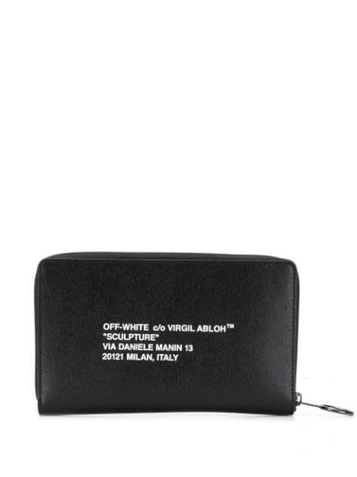 Shop Off-white Logo Zipped Wallet In Black