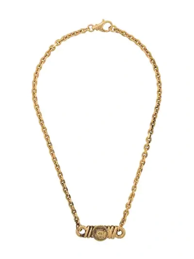 Pre-owned Versace Istante Zeus Motif Necklace In Gold