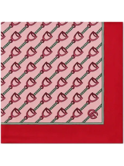 GUCCI SCARF WITH STIRRUPS PRINT - 粉色