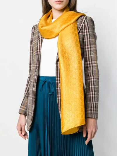 Shop Gucci Lurex Gg Jacquard Stole In Yellow