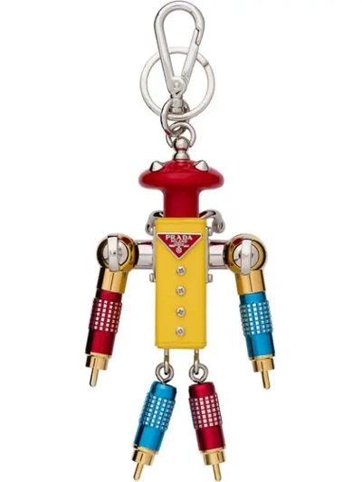 Shop Prada Gigi Saffiano Leather Keychain Trick - Yellow