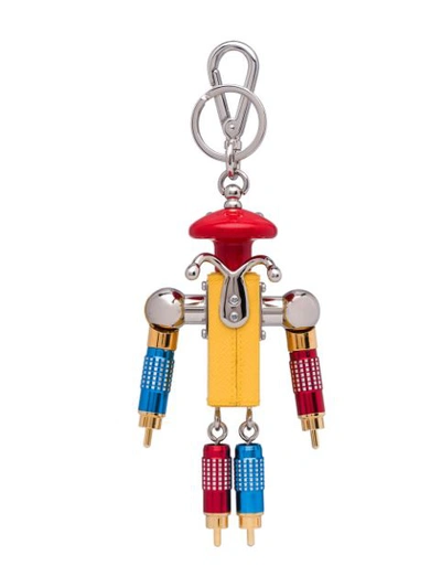 Shop Prada Gigi Saffiano Leather Keychain Trick - Yellow