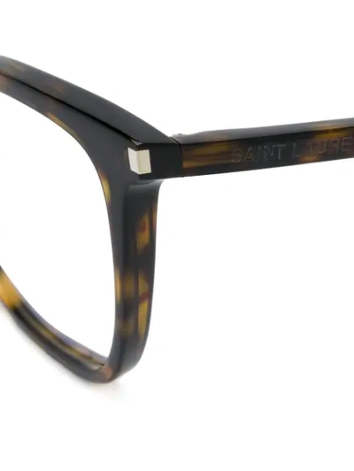 Shop Saint Laurent Square Frame Glasses In Brown