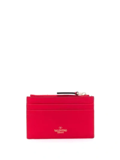 Shop Valentino Garavani Rockstud Cardholder - Red