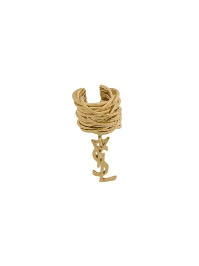 Shop Saint Laurent Opyum Monogram Earring In Gold