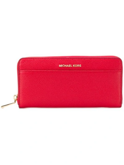 Shop Michael Michael Kors Logo Plaque Continental Wallet In Red