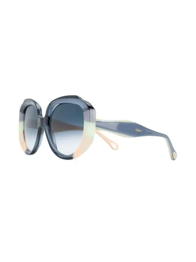 Shop Chloé Colour Block Cat Eye Sunglasses In 418 Blue