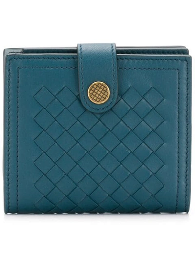 Shop Bottega Veneta French Flap Wallet In Blue