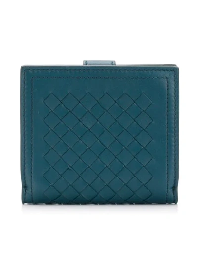 Shop Bottega Veneta French Flap Wallet In Blue