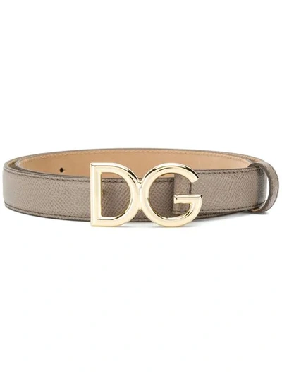 Shop Dolce & Gabbana Logo Buckle Belt In Neutrals