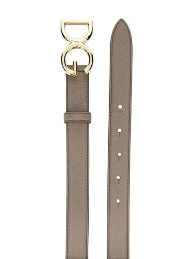 Shop Dolce & Gabbana Logo Buckle Belt In Neutrals