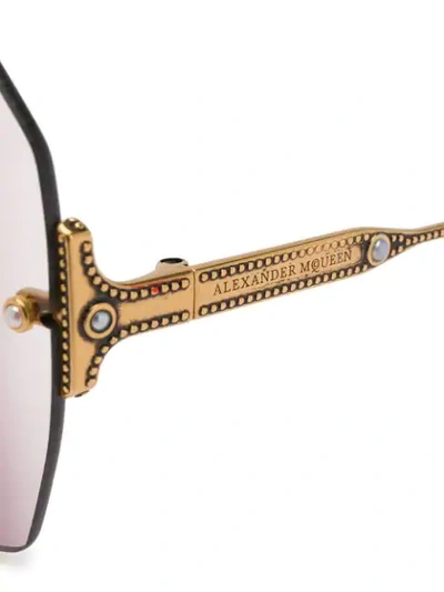 Shop Alexander Mcqueen Oversized-sonnenbrille Mit Perlen In Purple