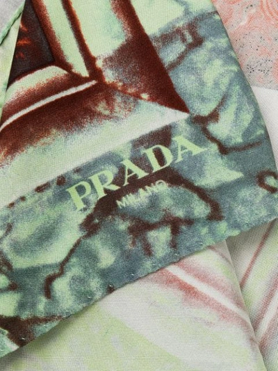 Pre-owned Prada Printed Scarf In Green