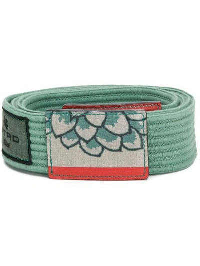 Shop Etro Printed Woven Belt In Green