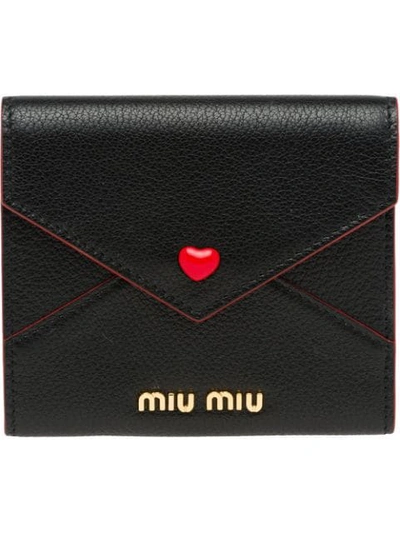 Shop Miu Miu Love Lovo Envelope Pouch In Black