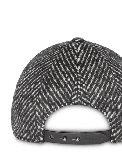 Shop Burberry Herringbone Wool Silk Blend Baseball Cap In Black