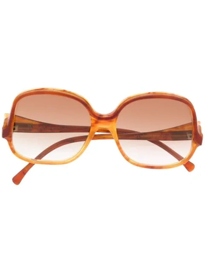 Pre-owned Saint Laurent 1970s Round Frame Sunglasses In Orange