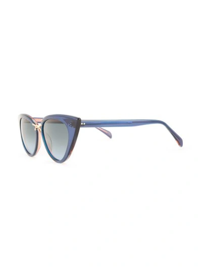 Shop Oscar De La Renta Rectangle Cat-eye Sunglasses In Blue