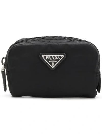 Shop Prada Logo Coin Pouch - Black