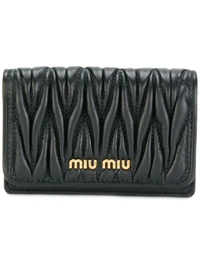 Shop Miu Miu Logo Card Holder In Black