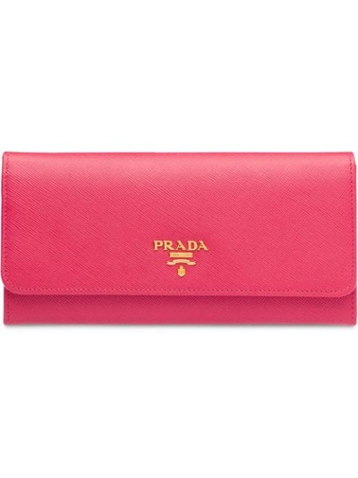 Shop Prada Logo-plaque Continental Wallet In Pink