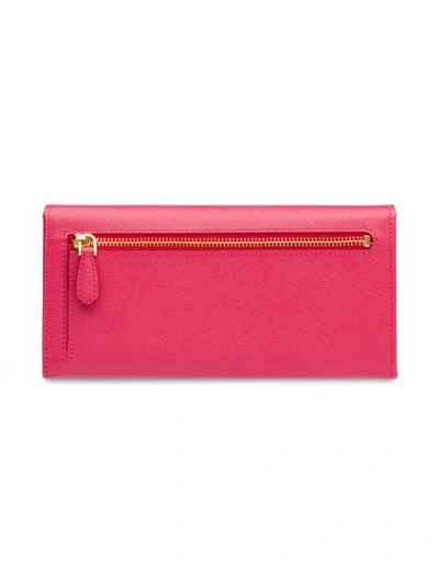 Shop Prada Logo-plaque Continental Wallet In Pink