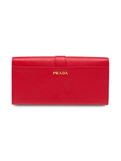 Shop Prada Cahier Saffiano Leather Wallet Large In Red