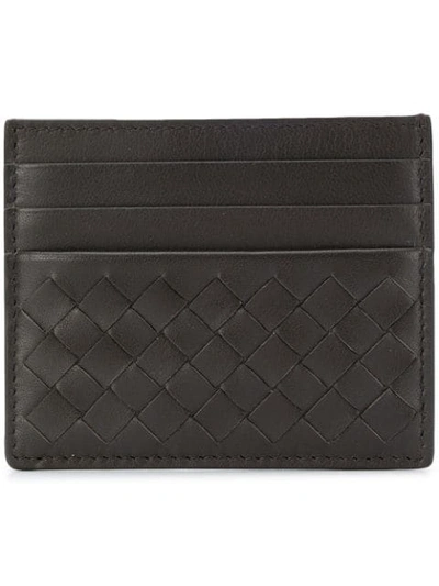 Shop Bottega Veneta Woven Cardholder Wallet In Brown